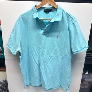 Ralph Lauren Men's Aqua Polo with Pink Pony